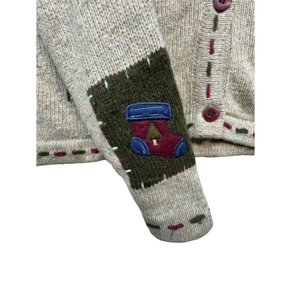 Croft & Barrow Womens Snowman Cardigan Sweater  M Beige & Multicolor Wool Blend - Picture 8 of 12